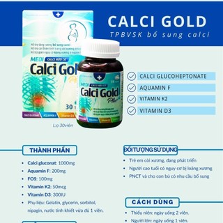 Calci hữu cơ Calci Gold plus H/30V
