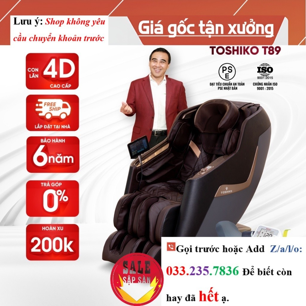 Ghế massage Toshiko T89 công nghệ con lăn massage 4D <New>