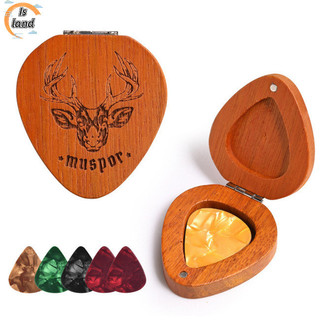 Hộp đựng đàn Guitar bằng gỗ Hộp đựng đàn Guitar hình Pick-Shaped với 5 chiếc đàn Guitar đầy màu sắc
