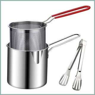 Nồi chiên Mini Nồi chiên nhỏ có lưới lọc Kẹp nồi chịu nhiệt độ cao để chiên chân gà Cá khô yunvn