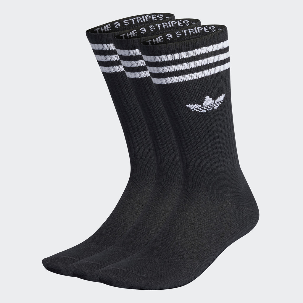 adidas Phong cách sống Bộ 3 Đôi Tất Trơn Cổ Cao Unisex Đen IL5015