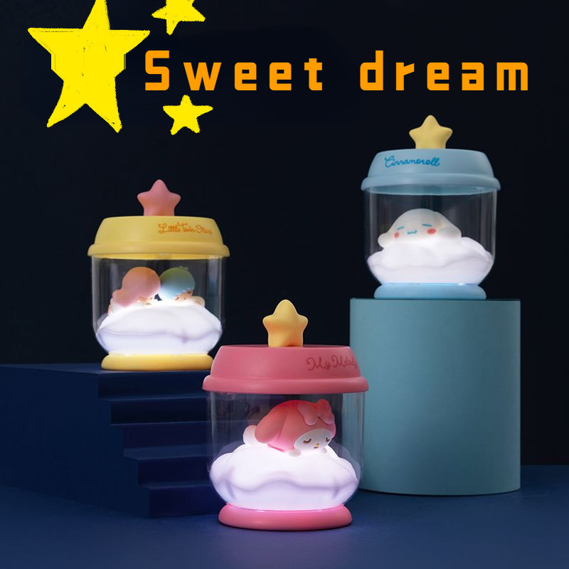 【 Đèn ngủ sạc USB 】 MINISO Sanrio Melody Kuromi Sweet Dream Các bức tượng hành động hoạt hình dễ thương Cinnamoroll Mô hình búp bê Máy tính để bàn Đồ chơi trang trí hiệu quả ô tô Quà tặng sinh nhật cho trẻ em