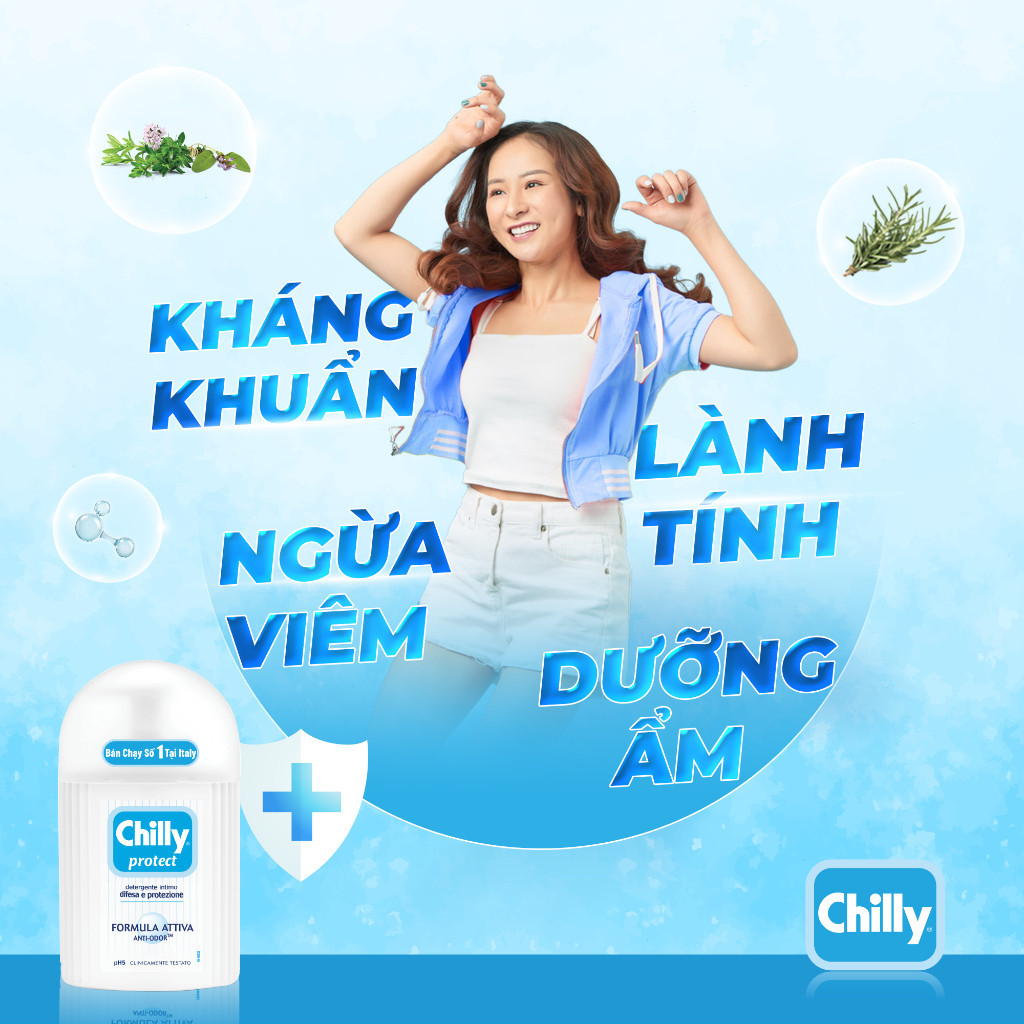 Dung dịch vệ sinh phụ nữ Chilly Protect chiết xuất cỏ xạ hương kháng khuẩn ngăn mùi hiệu quả - chai 200ml