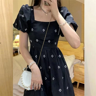 Perty Nữ Phiên Bản Hàn Quốc Phong Cách Mới Đầm Hoa Đen Dễ Thương Ôm Hơn Nhìn Váy Dài