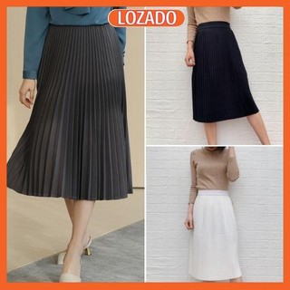 Chân váy xếp ly lozado chân váy nữ dài qua gối xếp ly trơn cv291