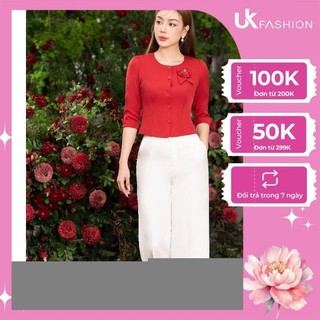 Áo Sơ Mi Nữ Tay Lỡ UK Fashion Thiết Kế Thanh Lịch Trẻ Trung Phối Cúc Bọc Hoa Cổ Độc Đáo NKSM2110007