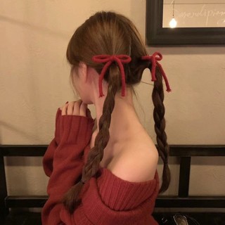 Kẹp tóc nữ Bangs Kẹp tóc nơ len đỏ