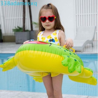 Adamesxqb Vòng bơi phao bơi cho bé, Vòng bơi ếch bơm hơi hình con rùa, Vòng bơi ống ếch PVC Bể bơi xanh