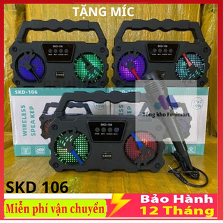 Loa bluetooth hát karaoke skd -106 tặng kèm mic nghe nhạc loa bluetooth mini bảo hành loa bluetooth hát karaoke - funi