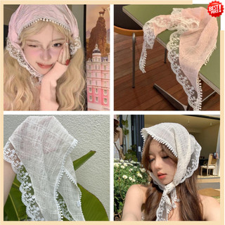 Thời Trang Ren Tóc Rỗng Tam Giác Đầu Nữ Retro Khăn Trùm Đầu Mũ Du Lịch Ảnh Kerchief Turban Phụ Kiện