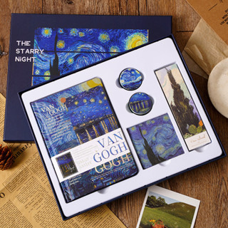 sổ tay bìa cứng - bộ quà tặng phong cách cổ điển, vintage chủ đề claude monet - vincent van gogh