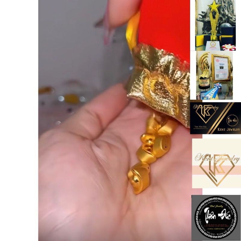 Đĩnh Ti.ền 24Carat Thỏi AU - Hạt Đậu V.àng 24kara 6mm - Tiết kiệm Bỏ heo - có thể mix Charm Mini - T