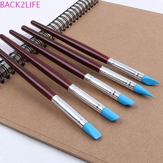 Back2life Bàn Chải Silicon Vẽ Chuyên Nghiệp Polymer Đất Sét Khắc Tay Cầm Bằng Gỗ Bút Cao Su Đất Sét Điêu Khắc Dụng Cụ