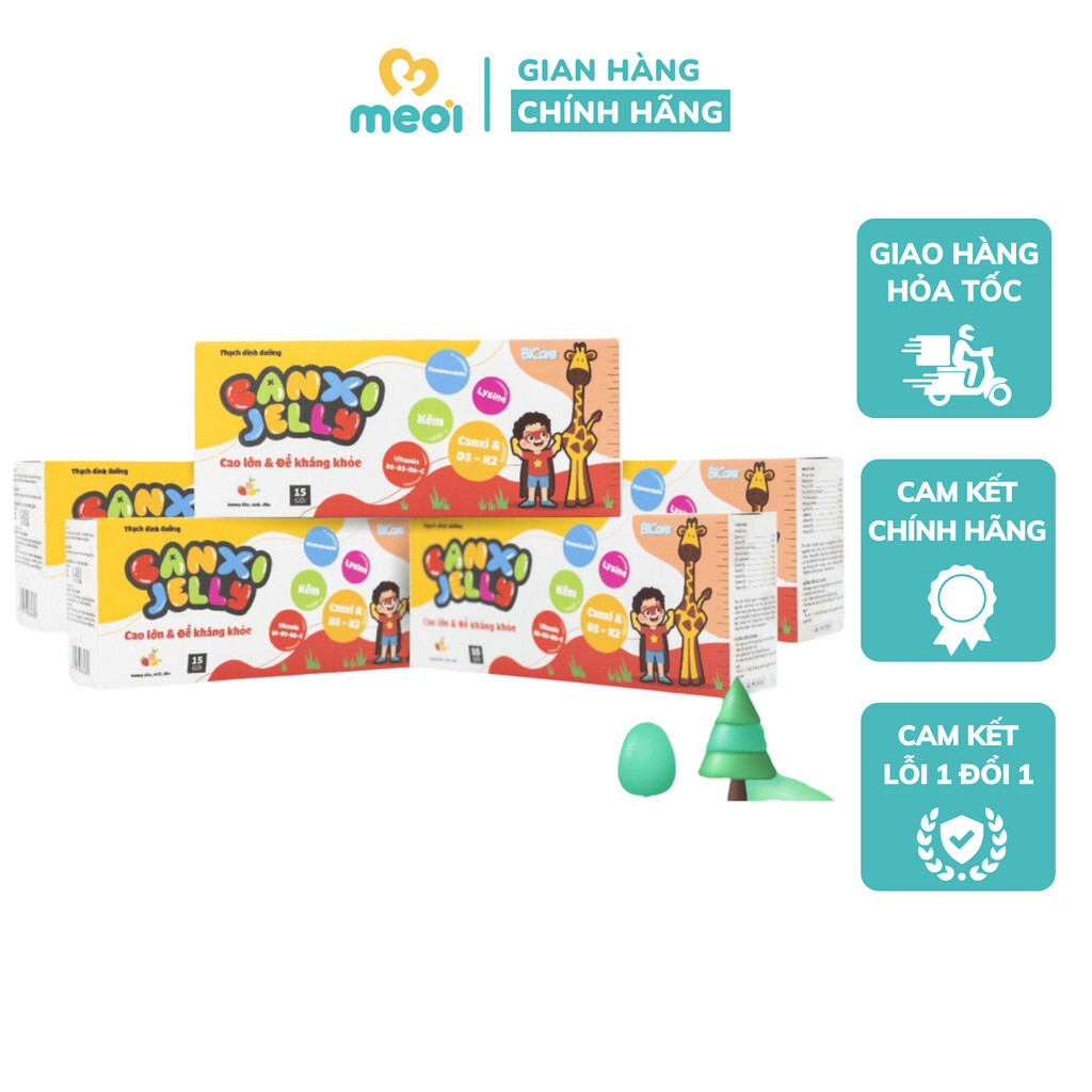 Thạch Canxi Jelly Bicare tăng cường chiều cao cho bé, 3 vị xoài/dâu/đào