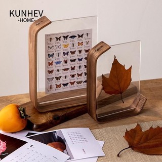  KUNHEV Khung Ảnh Bàn Xoay Acrylic DIY Cá Tính Hộp Ảnh Khung Ảnh Hai Mặt Trong Suốt Bằng Gỗ Trang Trí Nhà 