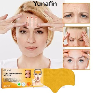 YUNAFIN  Miếng dán Gel loại bỏ dòng trán, Miếng dán nếp nhăn da mặt, Làm đẹp 10 cái / bộ Collagen Tự nhiên Chống lão hóa Làm săn chắc