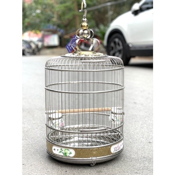 Lồng chim chích choè , họa my , khướu chất liệu Inox Trung Quốc cao cấp đường kính 45cm kèm đủ phụ kiện