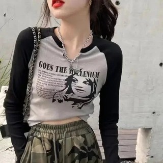 Áo coquette tay dài Áo ôm body Áo thun Raglan Áo thun nữ dài tay