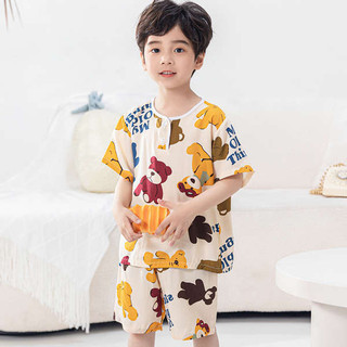 Quần Short Tay Ngắn Mùa Hè Bộ Đồ Ngủ Trẻ Em Cotton Lụa Cotton Bé Trai Bé Gái Trẻ Em Quần Áo Nhà Mỏng