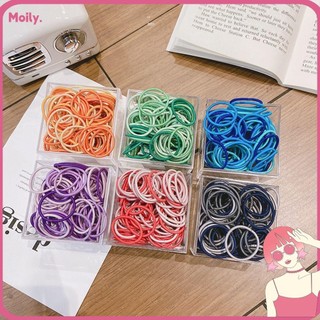 Set 100 Dây Thun Cột Tóc Mềm Co Giãn Nhiều Màu Sắc Phong Cách Hàn Quốc Cho Bé