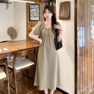 [Plus Size] (40 ~ 150Kg) Đầm Plus Size Nữ Phiên Bản Hàn Quốc Béo mm Mùa Hè Phong Cách Mới Eo Nẹp Rời Váy Lười Over-the-Knee Phong Cách Dài 4WJQ
