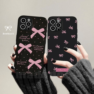 ốp lưng ins OPPO A73 2020 A71 2018 A37 A37F F5 Youth F1S F11 F7 Neo 9 K3 Realme GT 2 7 Pro 3 X Narzo 20 30 6 3 Reno4 4G Tpu Black Straight Edge Stain Resistant Anti-drop Lens protection Fine Hole Pink Bowknot Soft Phone Case 1MDD 67