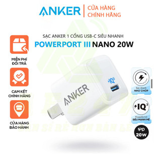 Combo - cốc sạc anker powerport iii a2633 nano / - a2633 anker 20w bảo hành 12 tháng