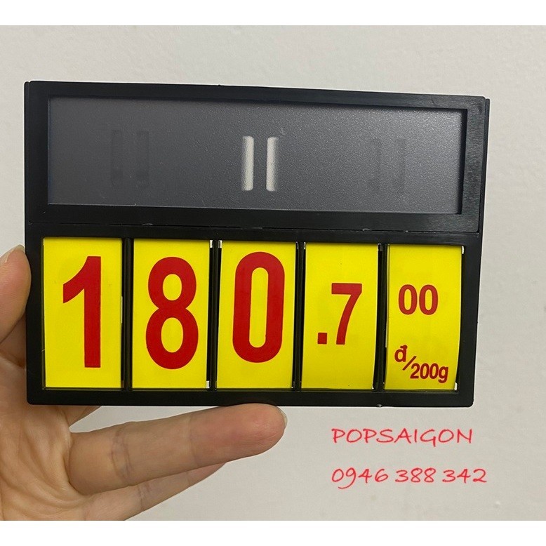 Bảng hiển thị giá siêu thị có bộ số in sẵn, thay đổi đc đến hàng trăm nghìn dạng cài kt 12 x 8cm