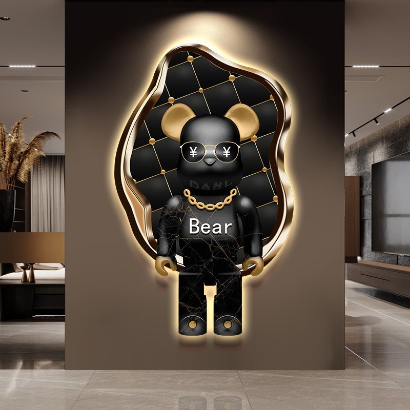 Tranh Gấu Bearbrick/ Kaws Cao Cấp Tráng Gương Gỗ Treo Tường Phòng Khách/ Decor Shop/ Livestream/ Quà