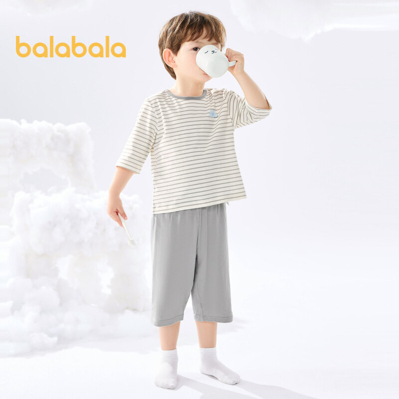 Balabala Bộ Đồ Ngủ Tay Ngắn Chất cotton Mỏng Nhẹ Thoáng Khí Thời Trang Mùa Hè Cho Gia Đình