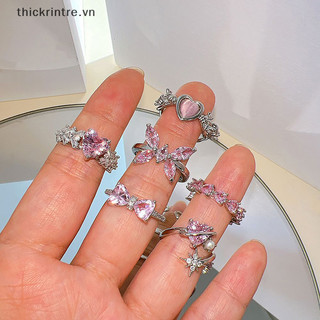 Nhẫn mạ vàng hồng 2k đính đá opal hình trái tim phong cách vintage cho nữ