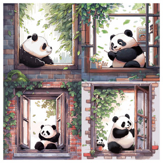 Bộ Tranh Đính Đá 5d Tự Làm 30x30cm / 40x40cm / 50x50cm Hình Gấu Trúc Hoạt Hình Trang Trí Nhà Cửa