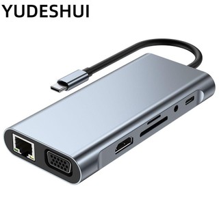 Yudeshui usb type-c hub vga 3.5mm jack pd sạc usb 3.0 4k hdmi cho máy tính xách tay