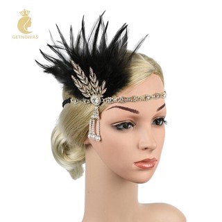Kim cương giả lông vũ great gatsby đầu kim cương giả ngọc trai phụ kiện tóc
