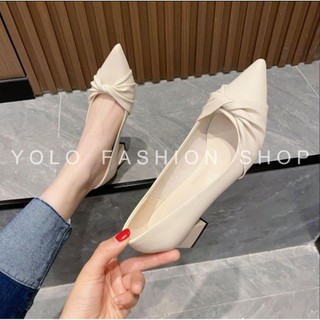 Giày cao gót nữ 💖 𝑭𝑹𝑬𝑬𝑺𝑯𝑰𝑷 💖 Giày cao gót đế trụ 5p - Giày mũi nhọn basic phối quai xoắn xinh xắn TG12