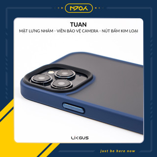 Ốp Likgus Nhám Viền Màu Chống Vân Tay Nút Kim Loại Cho Điện Thoại iPhone 16 Pro Max 15 14 13 12 11