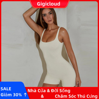 Gigicloud Quần Short Nữ Jumpsuit Mùa Hè Không Tay Lưng Áo Liền Quần Slim Fit Liền Mạch Màu Trơn Jumpsuit Cho Tập Yoga