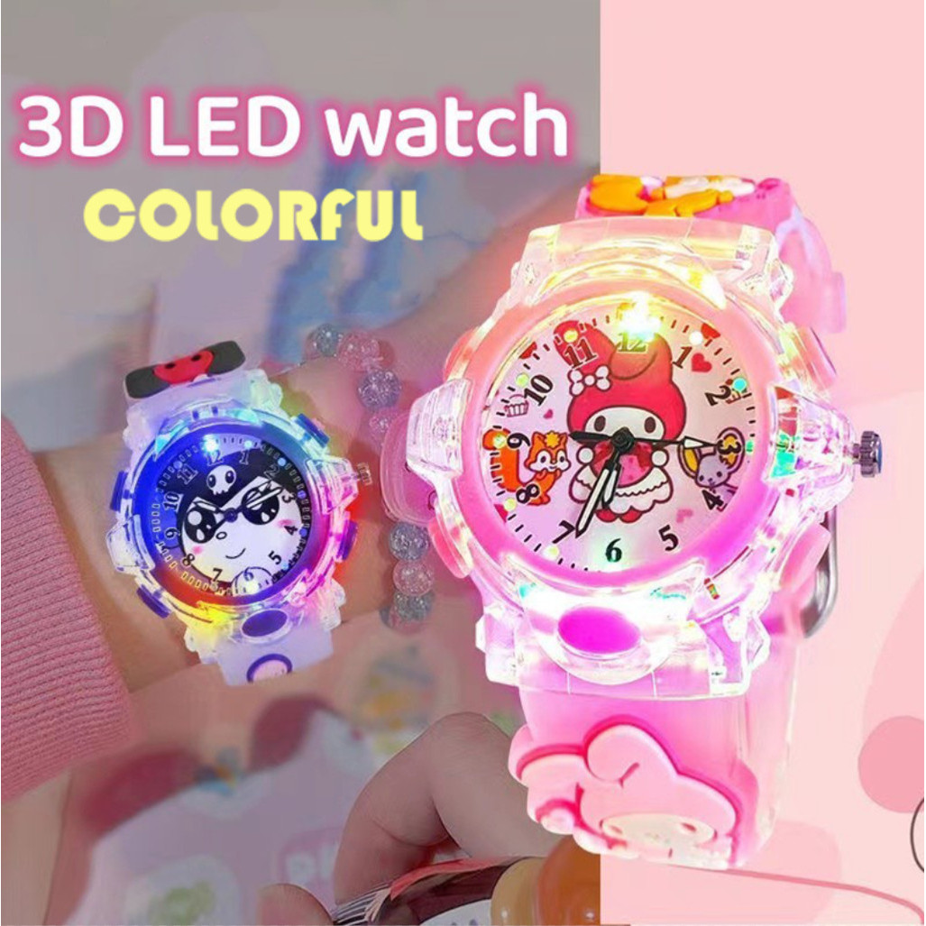 2025 Hoạt Hình Dễ Thương Sanrio Kuromi Melody Cinnamoroll Đồng Hồ Đèn Led Cho Trường Tiểu Học Trẻ Em Đồng Hồ Thạch Anh Đồng Hồ Con trỏ Phong Cách Sanrio Dễ Thương Cho Bé Gái