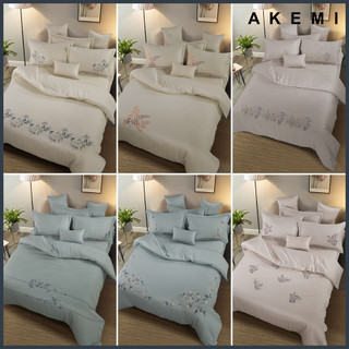 Bộ Ga phủ kèm Vỏ chăn chần Akemi Tencel Refine Embroidery Lyocell thêu hoạt tiết, gồm 6 món