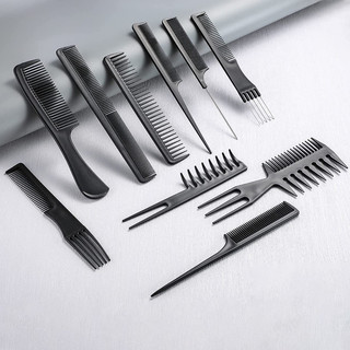 10 cái / bộ bộ lược tạo kiểu tóc màu đen, lược làm tóc chống tĩnh điện detangling bàn chải tóc nhựa làm đẹp trang điểm lược tóc