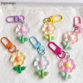 Bigmango hoa màu móc chìa khóa hoa trong suốt mặt dây chuyền chìa khóa ba lô ch xe trang trí túi phụ kiện wed