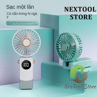 Quạt cầm tay Mini Sạc USB Màn hình kỹ thuật số Có thể gập lại Quạt nhỏ di động treo cổ