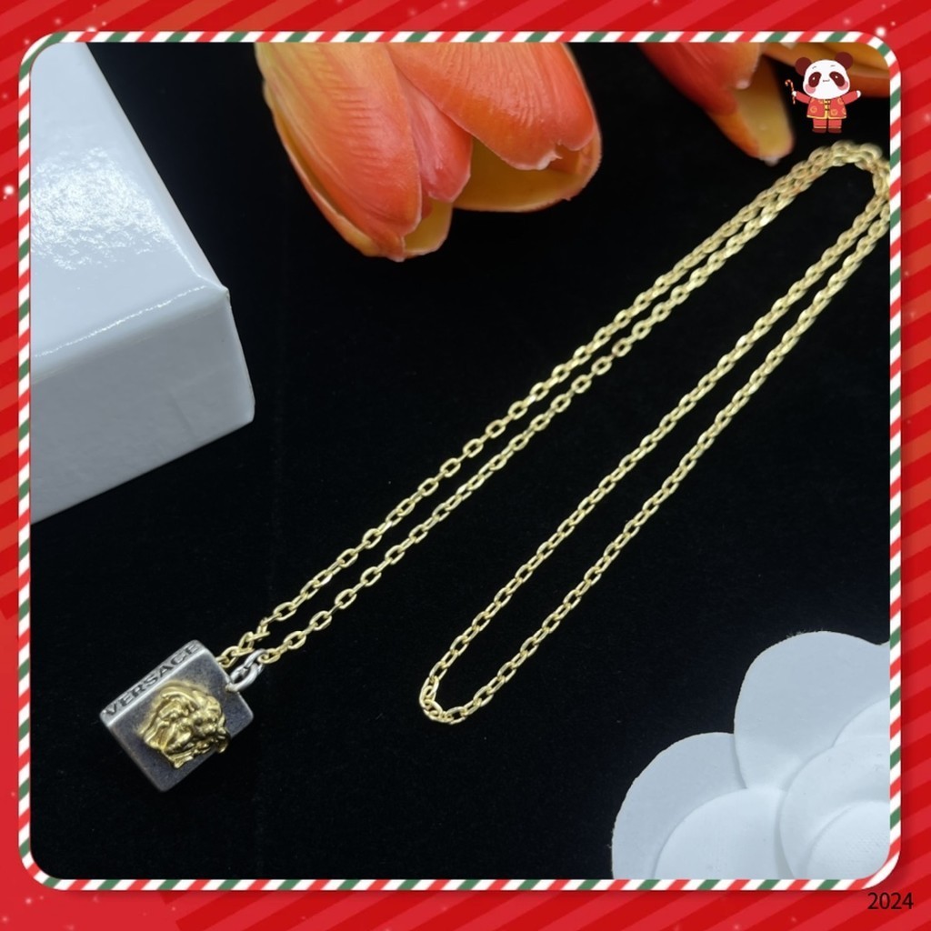 【 V-home-ersace 】 Vòng cổ Medusa vàng thời trang sang trọng nguyên bản dành cho nam và nữ / 03205