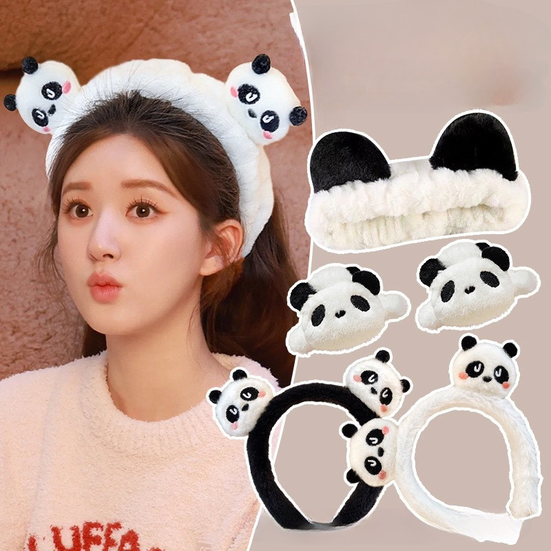 Hoạt Hình Mới Gấu Trúc Băng Đô Đầu Sang Trọng Rửa Mặt Băng Đô Kẹp Tóc Đặc Biệt Mũ Đội Đầu Cho Mặt nạ Áp Dụng