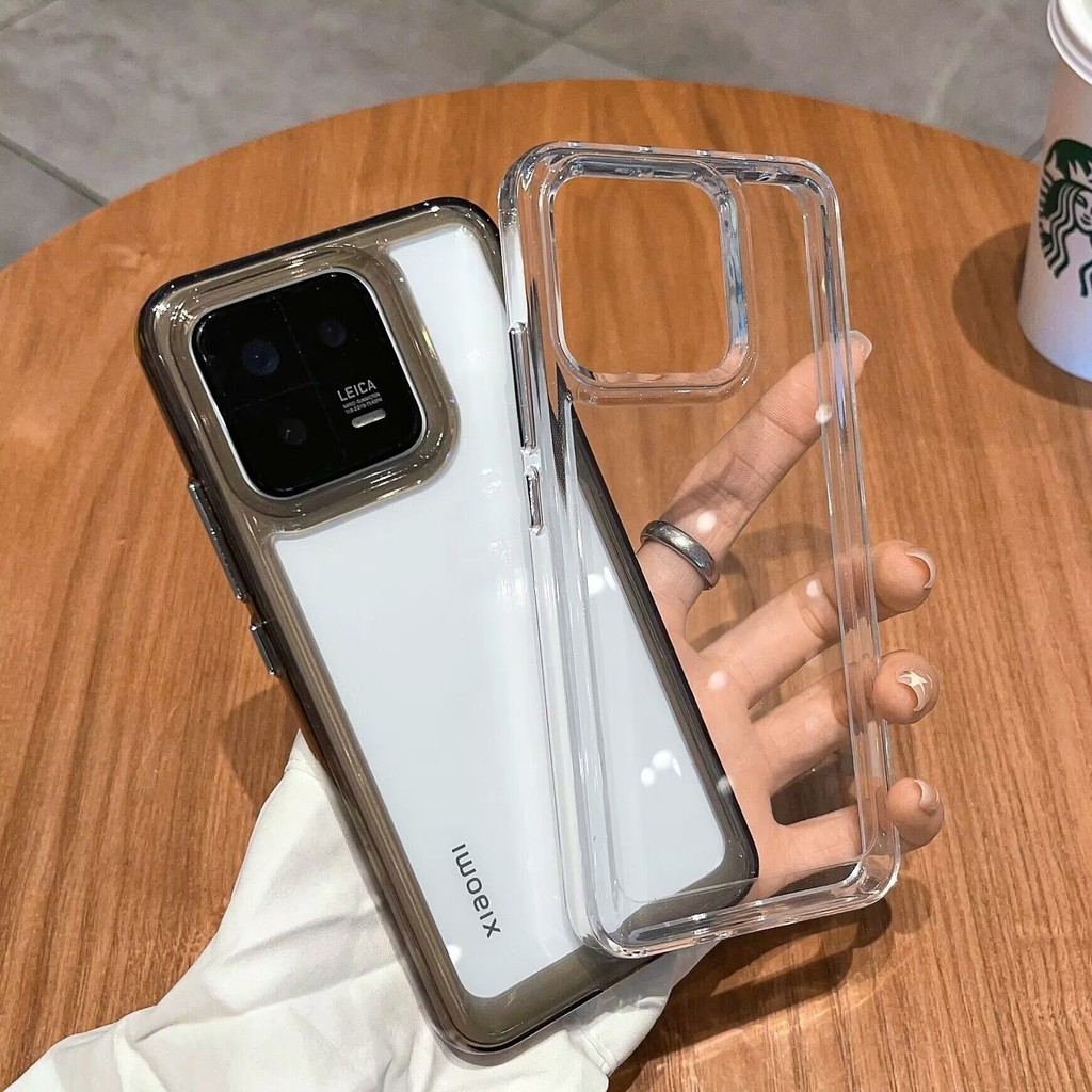 Ốp Điện Thoại Trong Suốt Đơn Giản Cho Xiaomi 15Pro 15 14Pro 14 13 13pro Vỏ Chống Sốc Acrylic + Silic