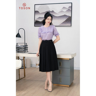 Chân váy tuýp si đen xếp ly thắt đai cạp TOSON 34000B94
