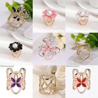 Khóa cố định khăn choàng / khăn choàng / khăn choàng lụa / nơ / hoa trà cỡ nhỏ đính ngọc trai khóa cài khăn khăn quàng cổ