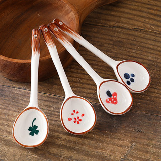 Hot Sale#Japanese-Style Long Handle Ceramic Spoon Hand Painted Underglaze Internet Celebrity Soup Spoon Cartoon Cute Dessert SpoonMQ3L ALNG