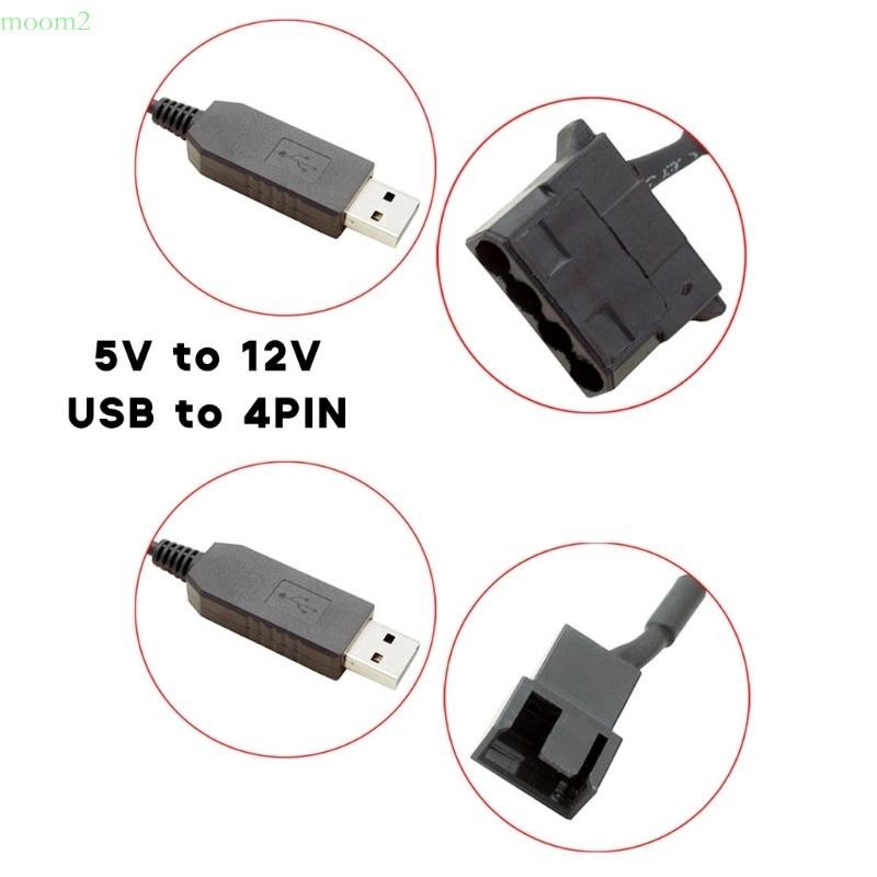 Moom2 USB sang 4Pin Quạt Máy Tính Cáp Nguồn Vỏ Máy Tính Adapter Dây 12V sang 5V USB