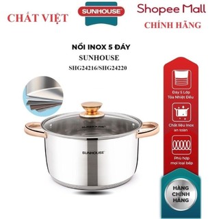 Nồi inox 5 đáy sunhouse shg24216/shg24220